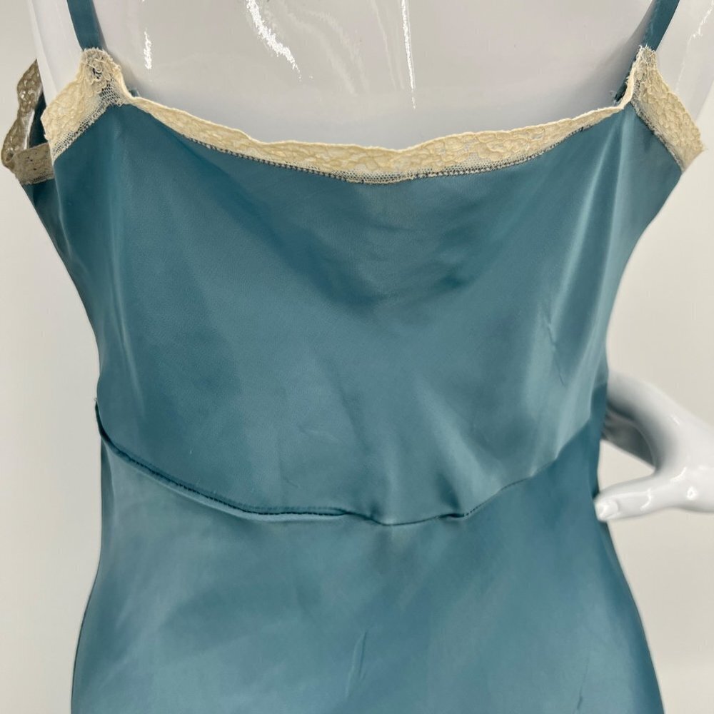 Vintage Saks Fifth Avenue Full Slip‎ Cornflower Blue with Lace Size 36 - Picture 4 of 11
